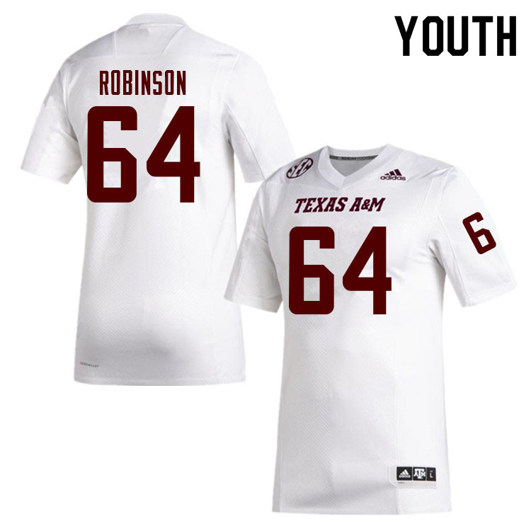 Youth #64 Layden Robinson Texas A&M Aggies College Football Jerseys Sale-White